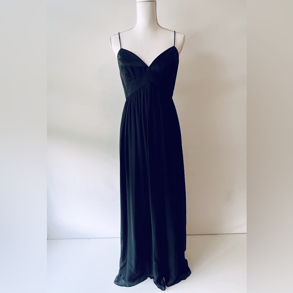 White House‎ Black Market Silk Empire Waist Maxi Dress Black Size 6